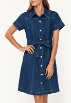 ALEXA dress Indigo Denim - Lesley Evers-denim-Dress-Shop