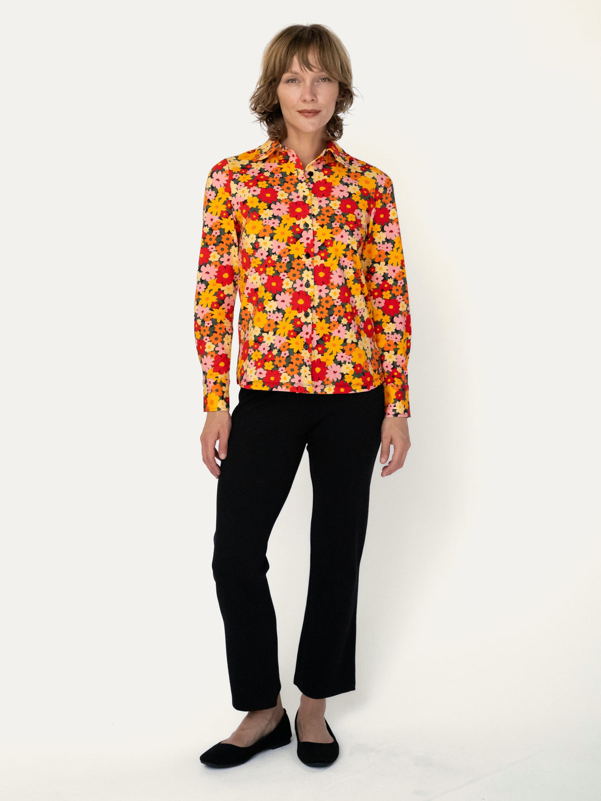 ALICE blouse Cosmos Orange - Lesley Evers-alice-Button Top-clothing