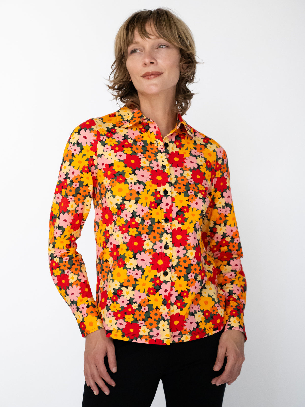 ALICE blouse Cosmos Orange - Lesley Evers-alice-Button Top-clothing