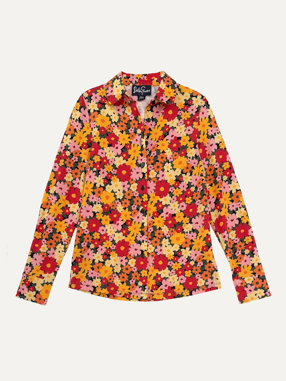 ALICE blouse Cosmos Orange - Lesley Evers-alice-Button Top-clothing