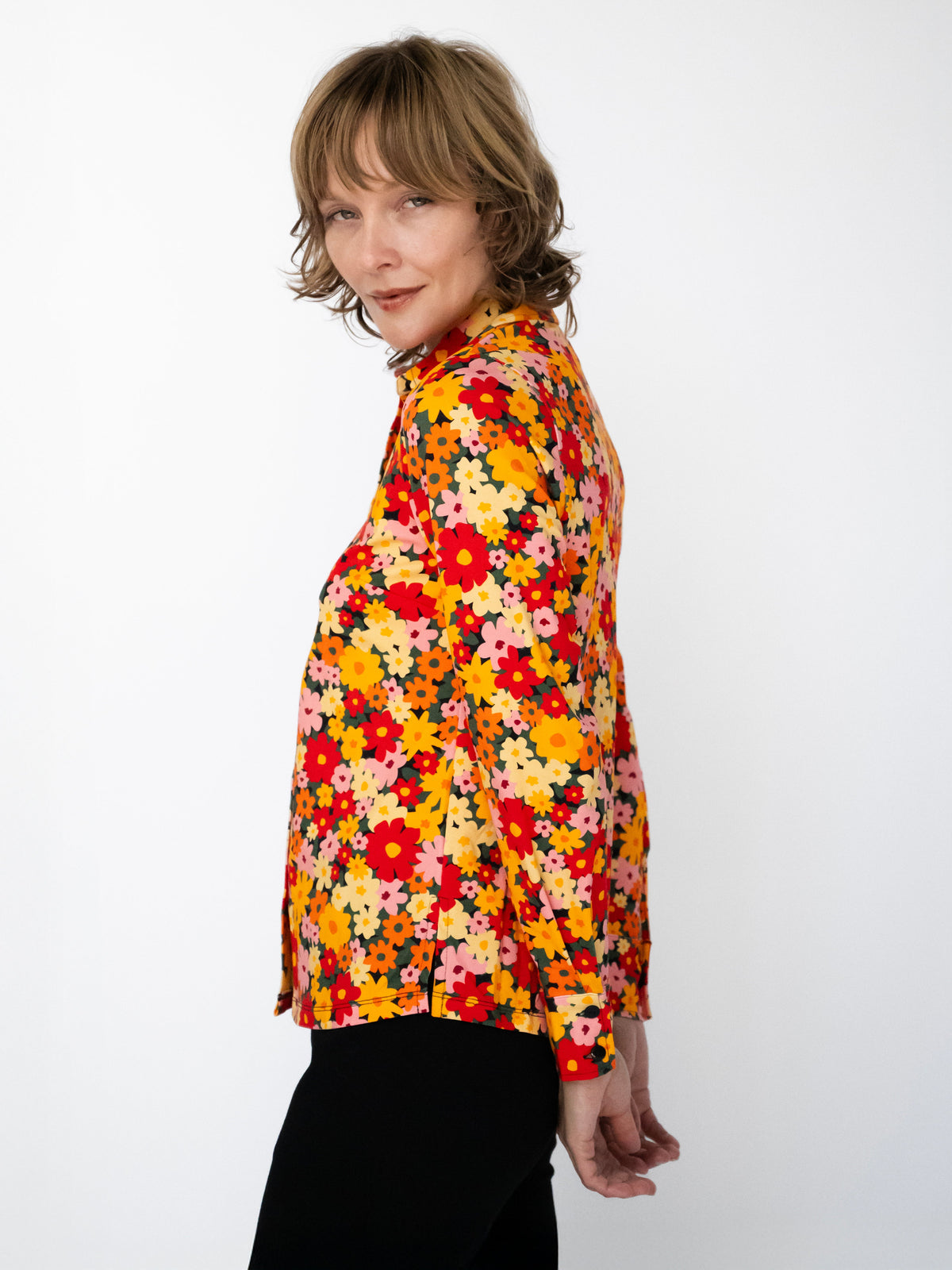 ALICE blouse Cosmos Orange - Lesley Evers-alice-Button Top-clothing