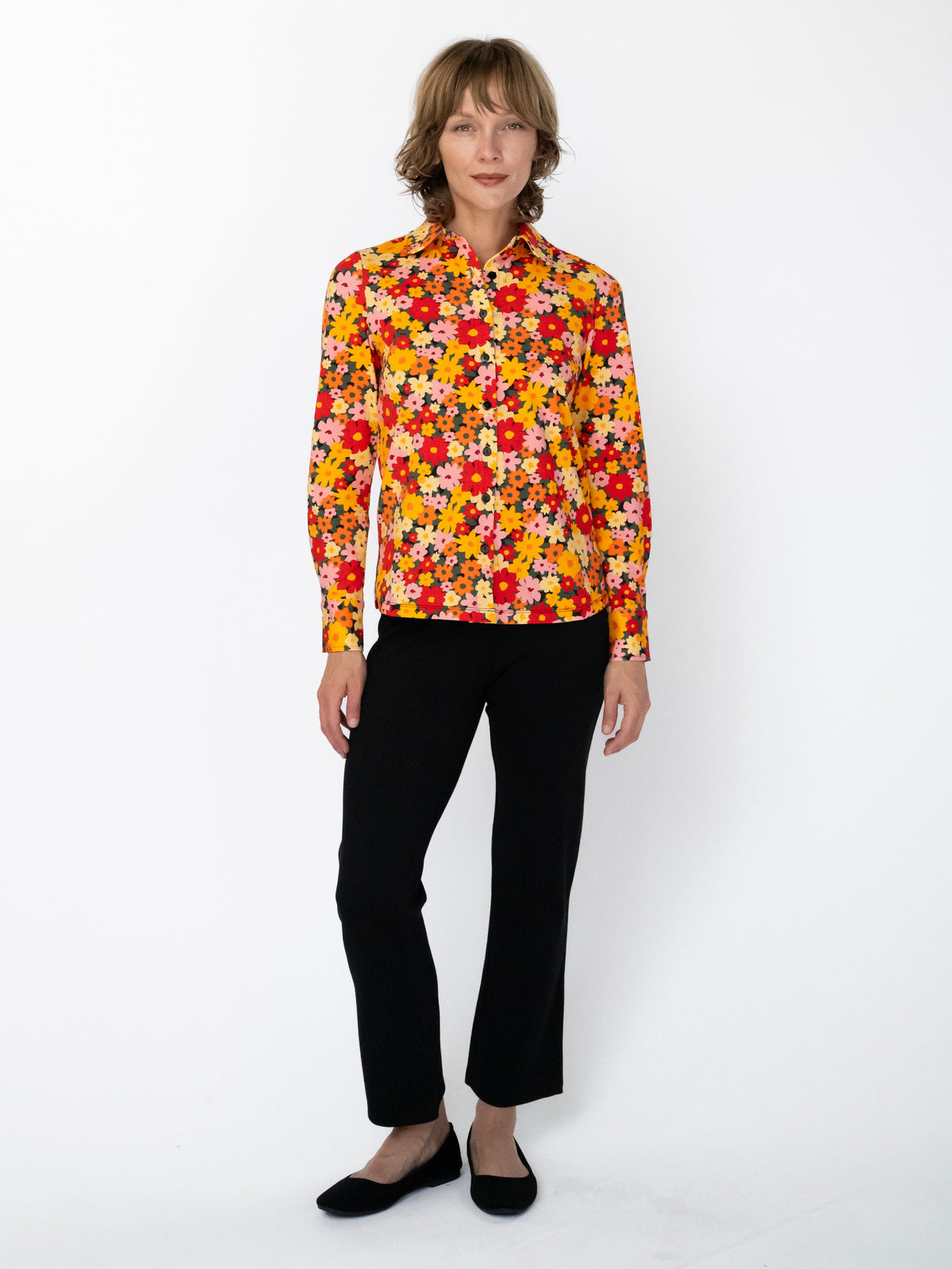 ALICE blouse Cosmos Orange - Lesley Evers-alice-Button Top-clothing