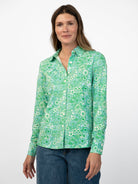 ALICE blouse Flower Patch Green - Lesley Evers-alice-Button Top-clothing