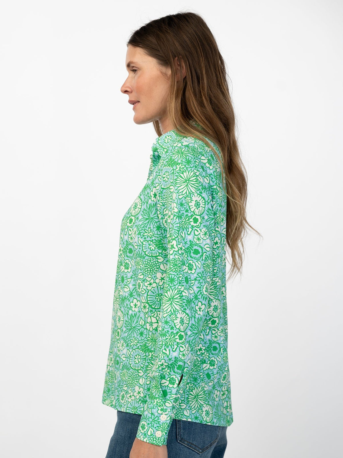 ALICE blouse Flower Patch Green - Lesley Evers-alice-Button Top-clothing