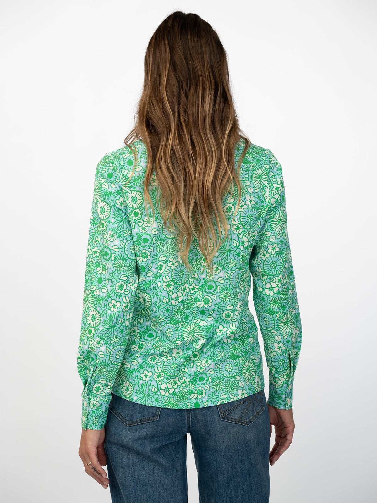 ALICE blouse Flower Patch Green - Lesley Evers-alice-Button Top-clothing