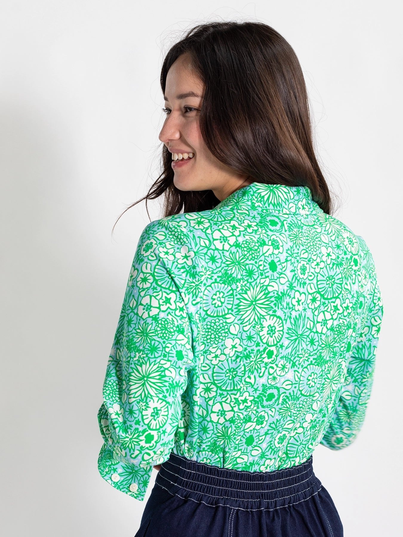 ALICE blouse Flower Patch Green - Lesley Evers - alice - Button Top - clothing