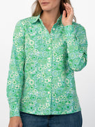ALICE blouse Flower Patch Green - Lesley Evers-alice-Button Top-clothing