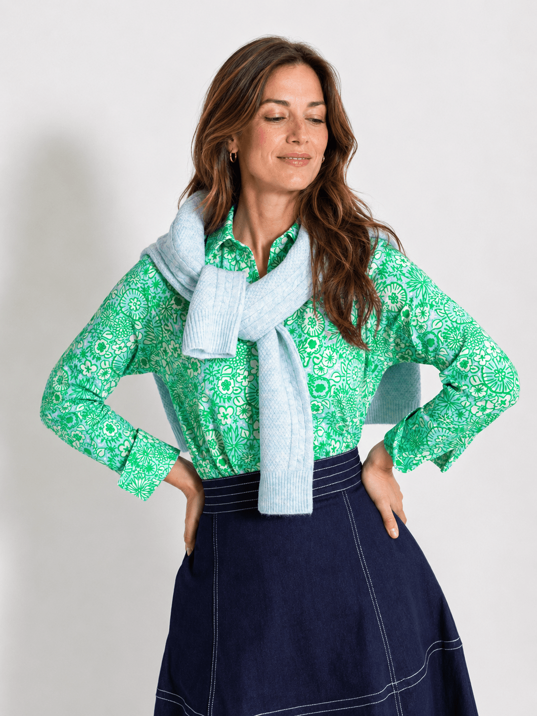 ALICE blouse Flower Patch Green - Lesley Evers-alice-Button Top-clothing
