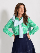 ALICE blouse Flower Patch Green - Lesley Evers-alice-Button Top-clothing