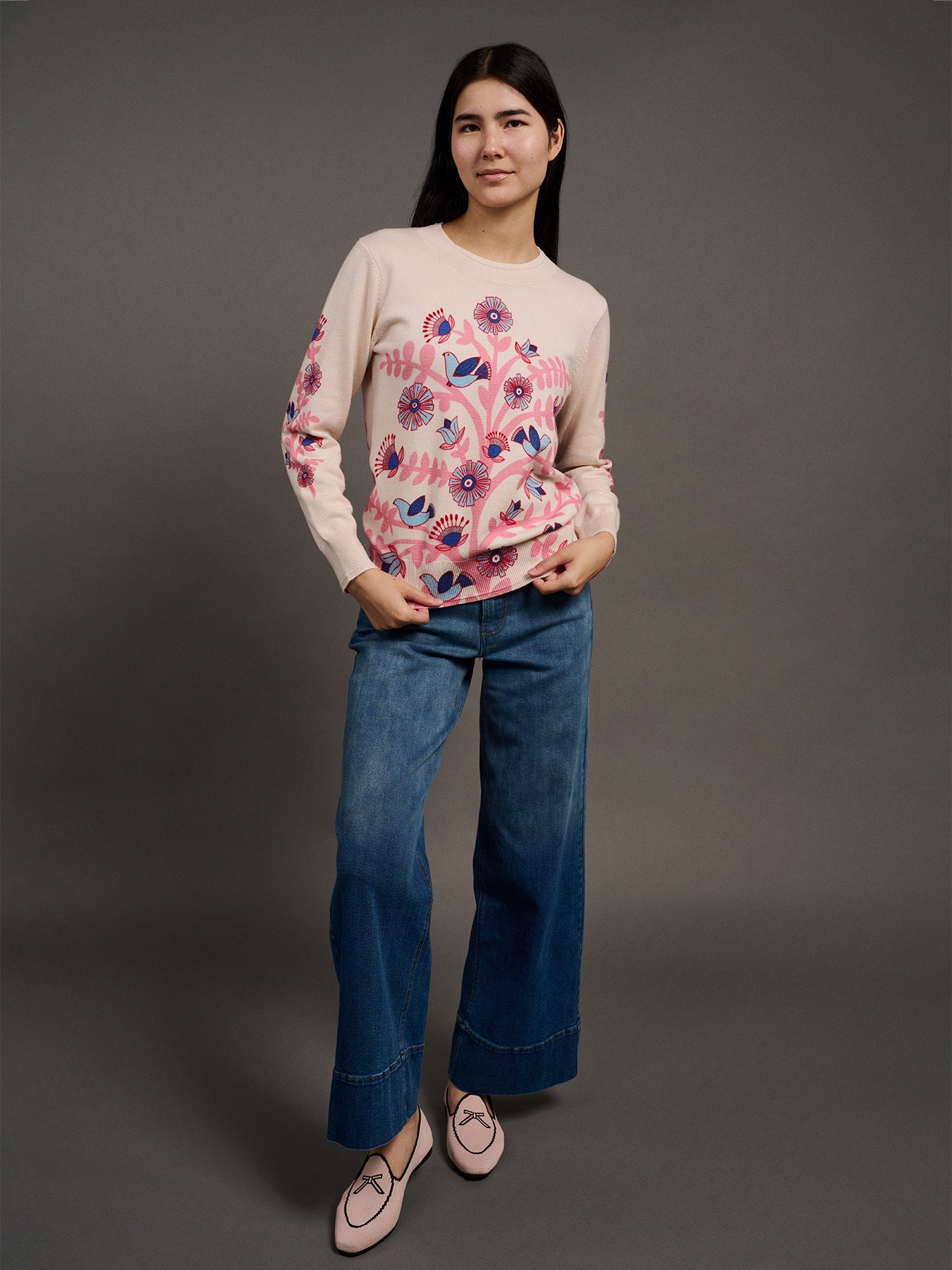 AMELIA sweater Doves Pink - Lesley Evers - new - Shop - Shop/All Products