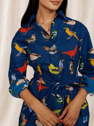 AMY dress Navy Birds - Lesley Evers - new arrival - Shop - Shop/All Products