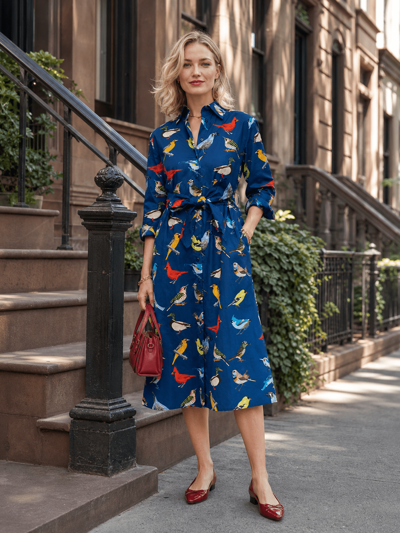 AMY dress Navy Birds - Lesley Evers - new arrival - Shop - Shop/All Products