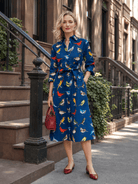 AMY dress Navy Birds - Lesley Evers - new arrival - Shop - Shop/All Products