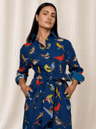 AMY dress Navy Birds - Lesley Evers - new arrival - Shop - Shop/All Products
