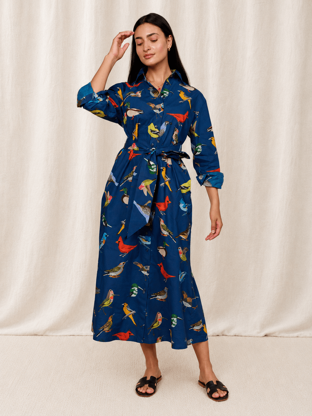 AMY dress Navy Birds - Lesley Evers - new arrival - Shop - Shop/All Products
