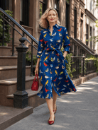 AMY dress Navy Birds - Lesley Evers - new arrival - Shop - Shop/All Products