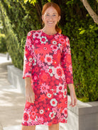 ARDEN dress Flower Power Burgundy - Lesley Evers - ARDEN - burgundy - Dress