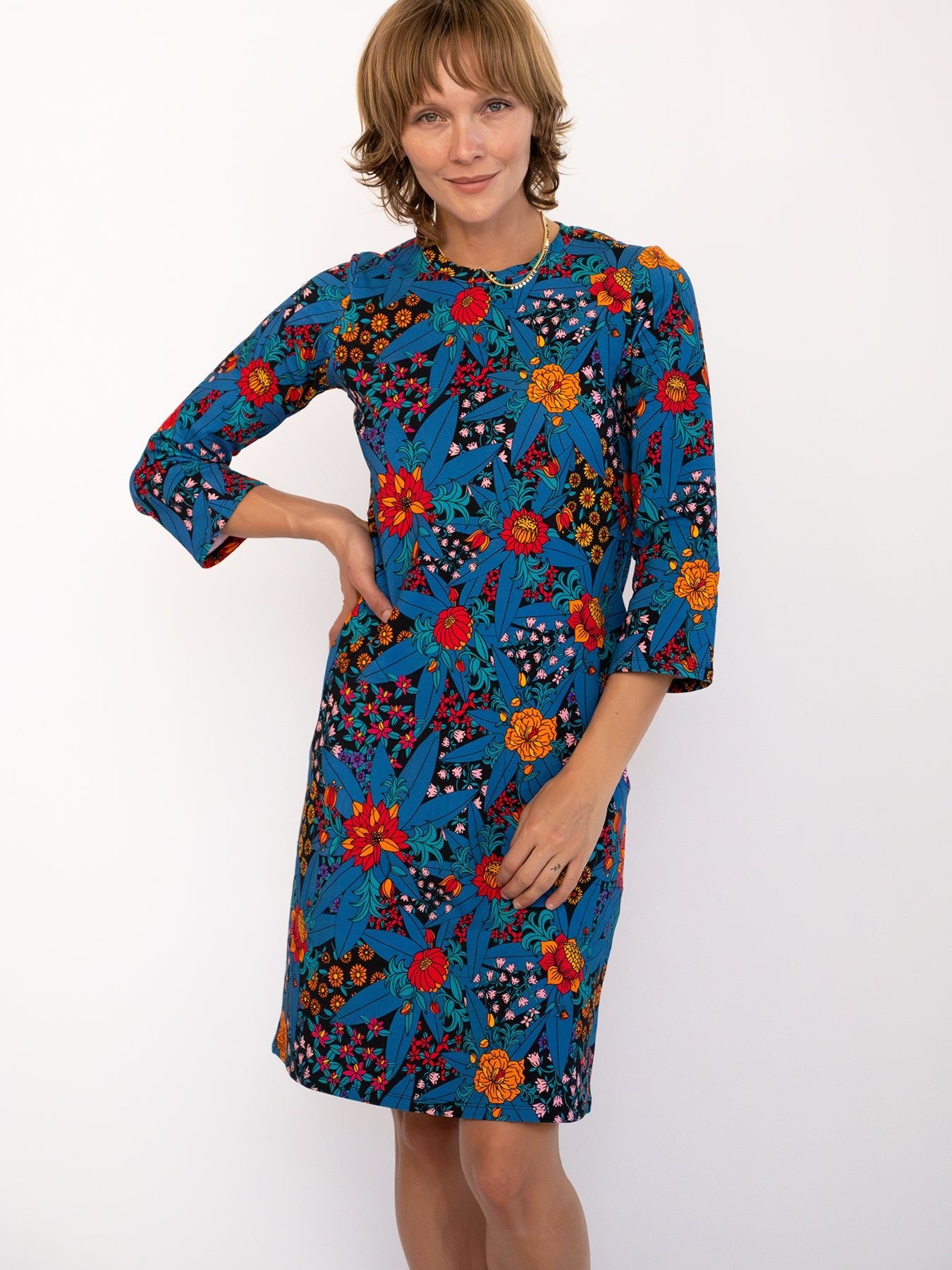 ARDEN dress Splendor Teal - Lesley Evers-ARDEN-Dress-Knee Length Dress