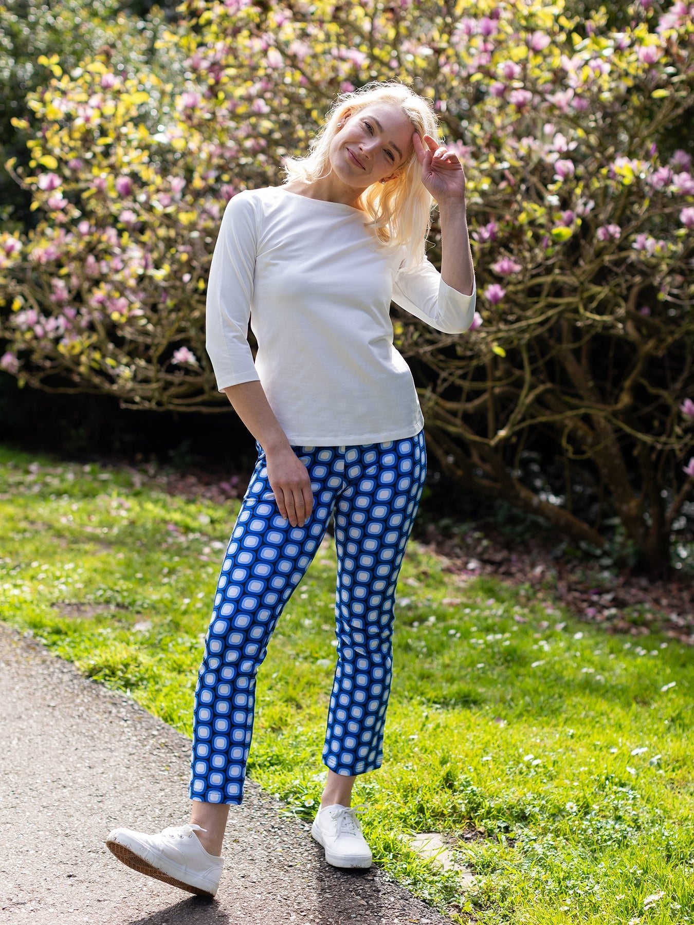 AUDREY pant Dots Blue - Lesley Evers - audrey - audrey fall25 - Bottoms
