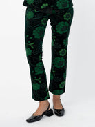 AUDREY pant Embroidered Velvet Green - Lesley Evers-audrey-Black-Bottoms