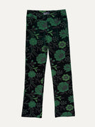 AUDREY pant Embroidered Velvet Green - Lesley Evers-audrey-Black-Bottoms