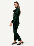 AUDREY pant Embroidered Velvet Green - Lesley Evers-audrey-Black-Bottoms
