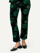 AUDREY pant Embroidered Velvet Green - Lesley Evers-audrey-Black-Bottoms