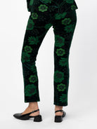 AUDREY pant Embroidered Velvet Green - Lesley Evers-audrey-Black-Bottoms
