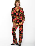 AUDREY pant Embroidered Velvet Pink - Lesley Evers-audrey-Black-Bottoms