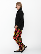 AUDREY pant Embroidered Velvet Pink - Lesley Evers-audrey-Black-Bottoms