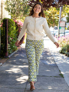 AUDREY pant Geo Shell Olive and Navy - Lesley Evers - audrey - audrey fall25 - Bottoms