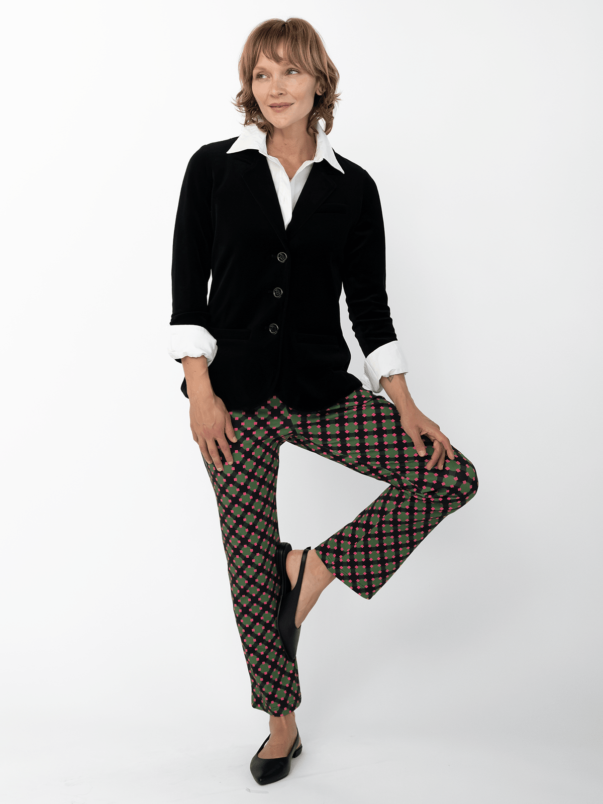 AUDREY pant Sorrento Pink and Green - Lesley Evers-audrey-audrey fall25-Bottoms