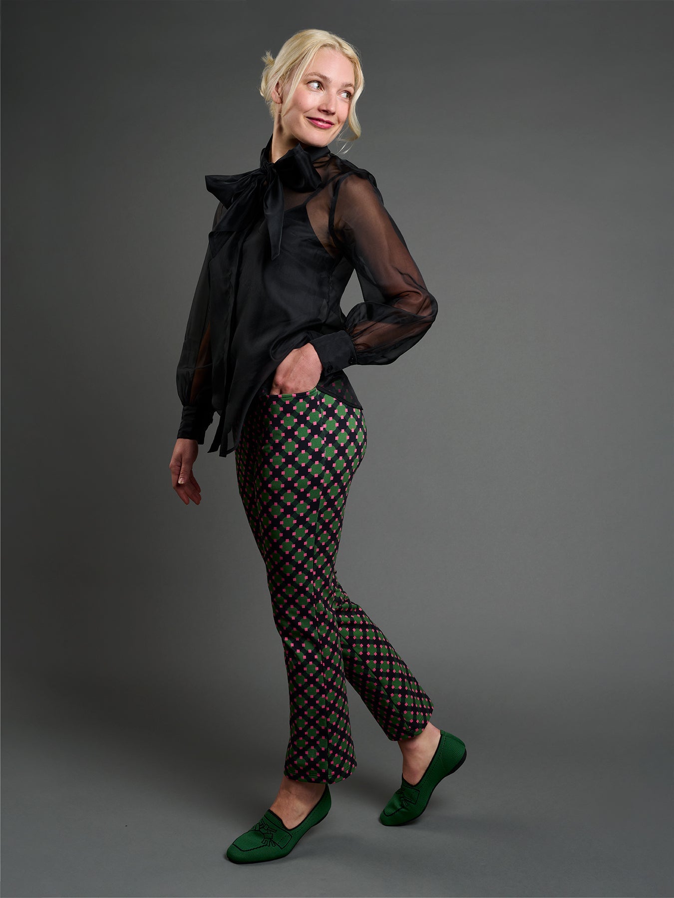 AUDREY pant Sorrento Pink and Green - Lesley Evers-audrey-audrey fall25-Bottoms