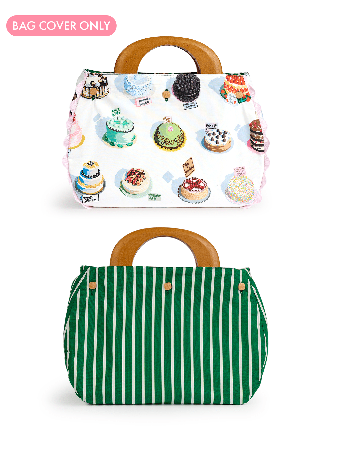 BAG COVER Cakes & Green and White Stripe - Lesley Evers-Accessories-birds-Bonnie cover