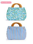 BAG COVER Echinacea Blue & Pinstripe Blue and White - Lesley Evers-Accessories-birds-Bonnie cover