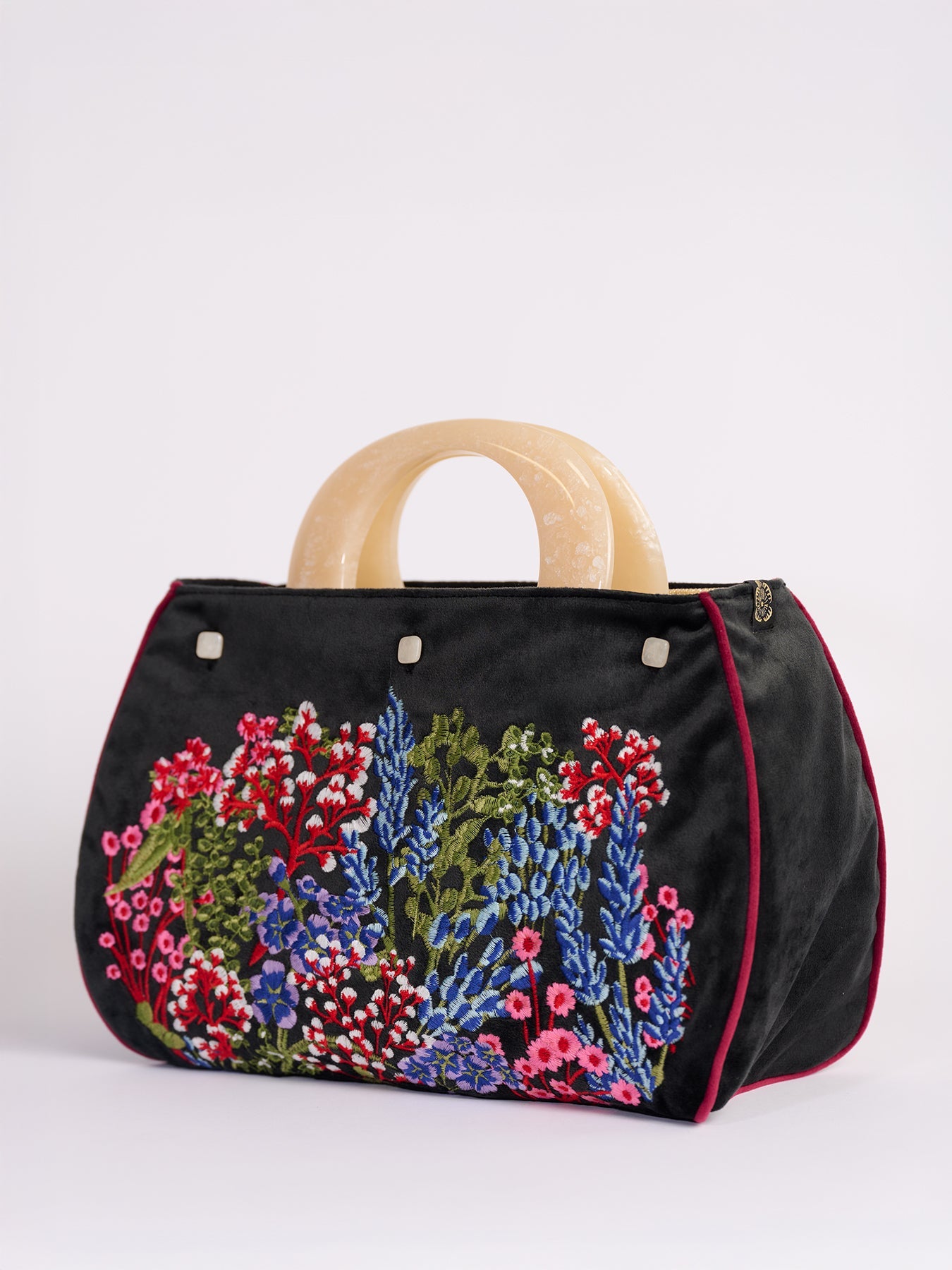 BAG COVER embroidered velvet Spring Meadow - Lesley Evers - Accessories - birds - Bonnie cover