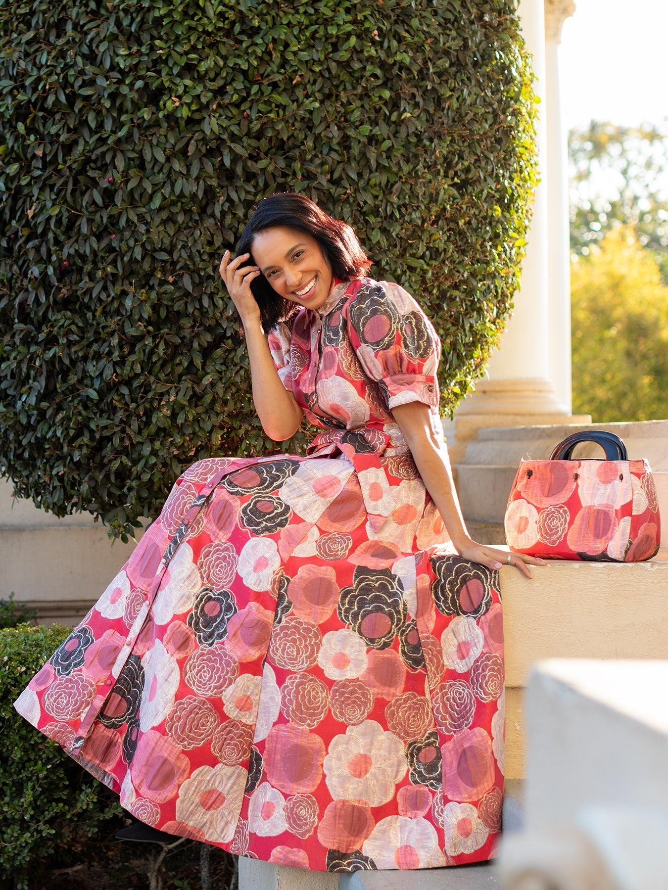 EVANGELINE dress Flower Charm Red – Lesley Evers