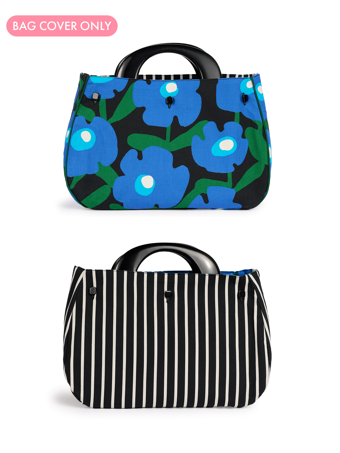 BAG COVER Mod Blossoms Navy & Black and White Stripe - Lesley Evers - Accessories - birds - Bonnie cover