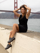 BEATRICE dress Black Corduroy - Lesley Evers - cotton dress - Dress - Printed Dress