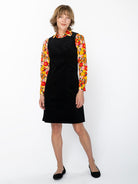 BEATRICE dress Black Corduroy - Lesley Evers-cotton dress-Dress-Printed Dress