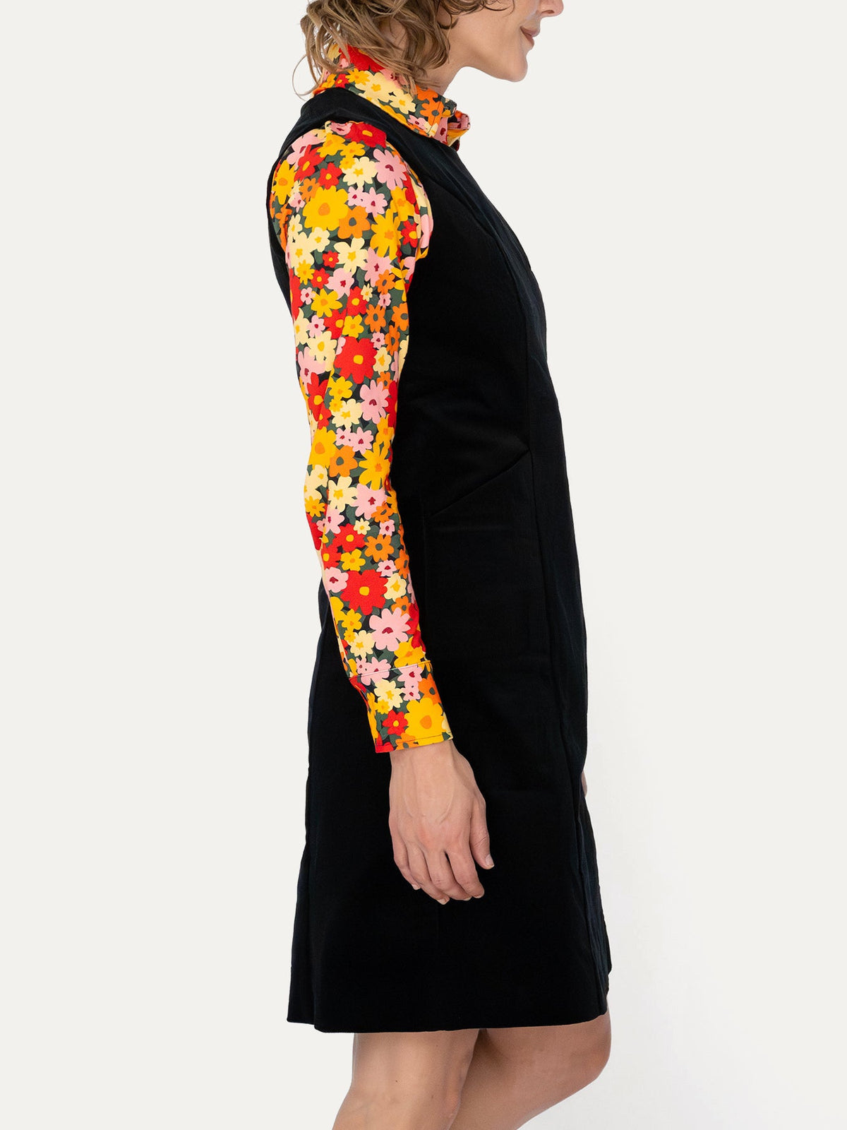 BEATRICE dress Black Corduroy - Lesley Evers-cotton dress-Dress-Printed Dress
