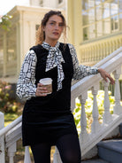 BEATRICE dress Black Corduroy - Lesley Evers - cotton dress - Dress - Printed Dress