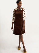 BEATRICE dress Brown Corduroy - Lesley Evers-cotton dress-Dress-Printed Dress