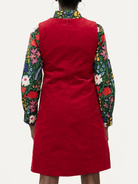 BEATRICE dress Red Corduroy - Lesley Evers-cotton dress-Dress-Printed Dress