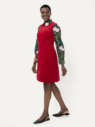 BEATRICE dress Red Corduroy - Lesley Evers-cotton dress-Dress-Printed Dress