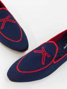 BELGIAN LOAFER Navy & Red - Lesley Evers - knit shoe - loafer - shoe