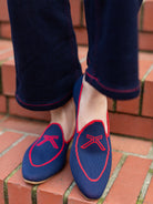 BELGIAN LOAFER Navy & Red - Lesley Evers - knit shoe - loafer - shoe