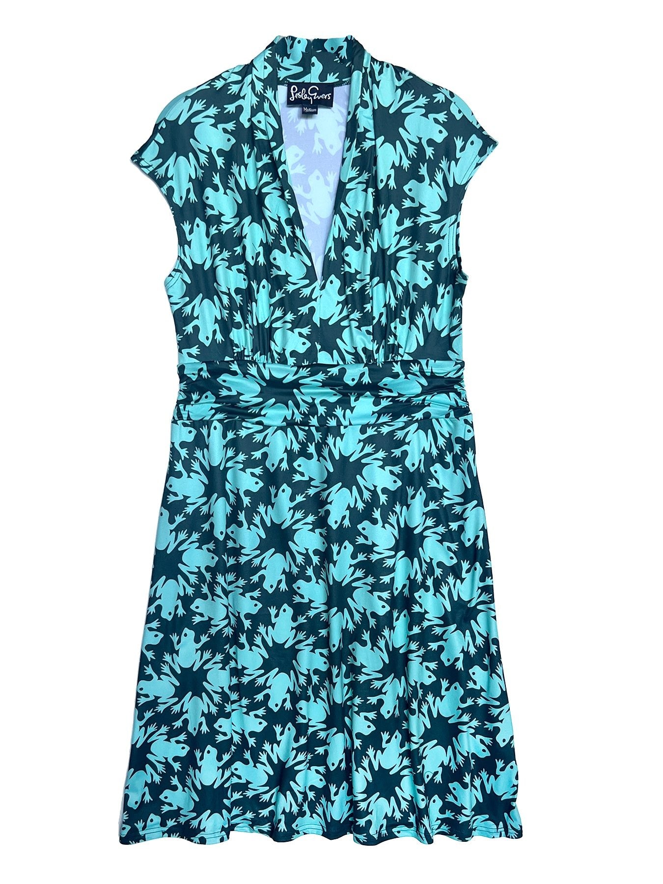 BETSY dress Frogs Teal - Lesley Evers-Best Seller-Dress-frogs
