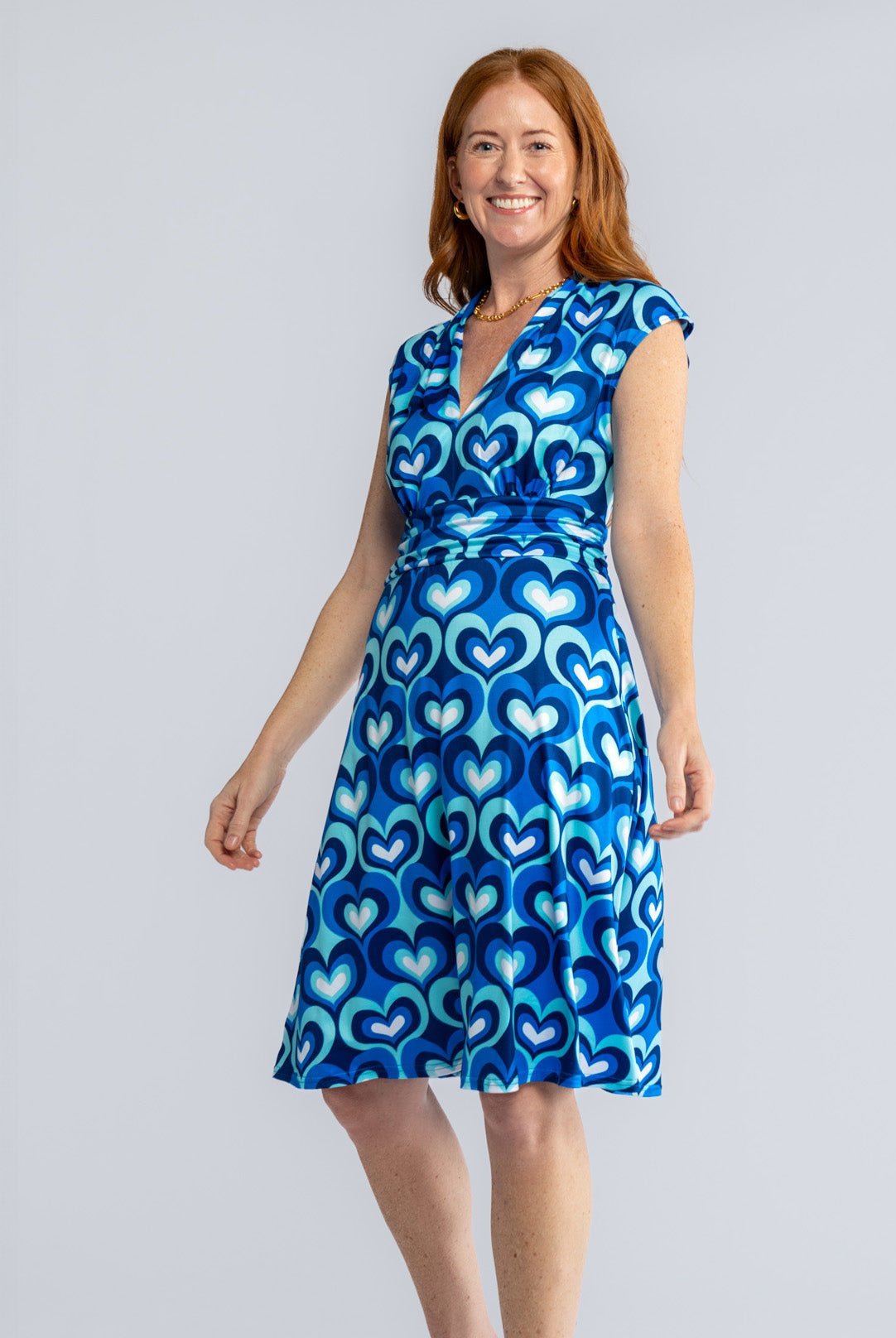 BETSY dress Mod Hearts Blue - Lesley Evers-Best Seller-Blue-blue dress