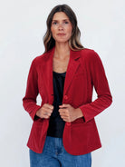 BRITT blazer Burgundy Velour - Lesley Evers-Jacket-Shop-Shop/All Products